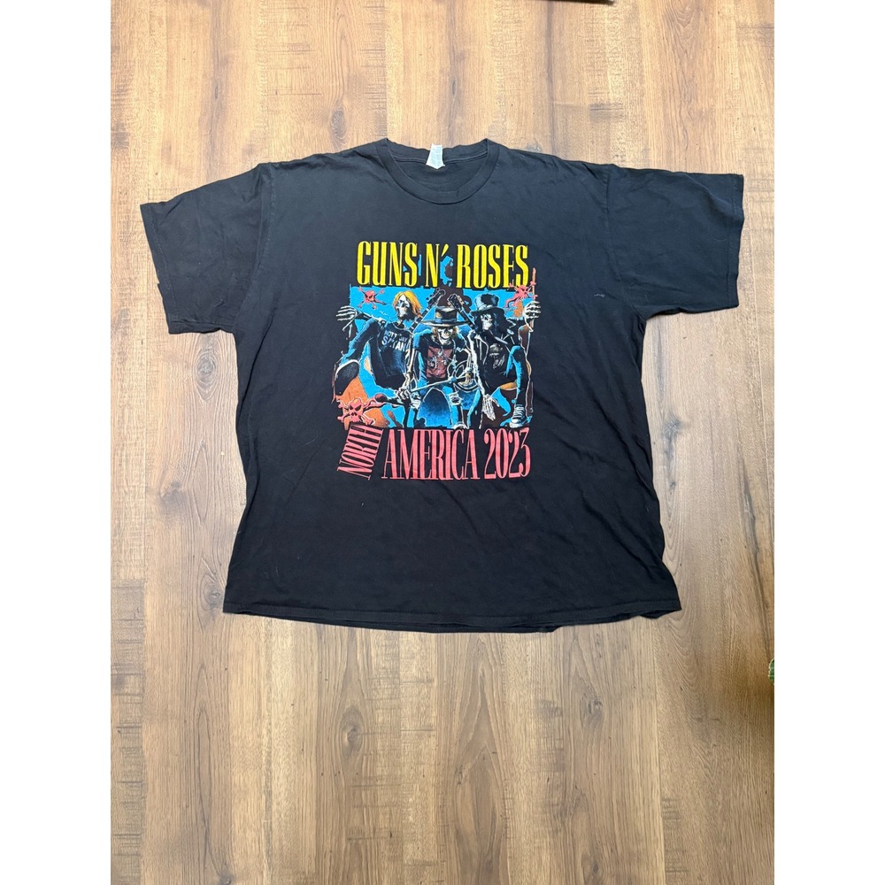 Guns N Roses North America 2023 Tour T-Shirt Black 3XL Concert Graphic Tee